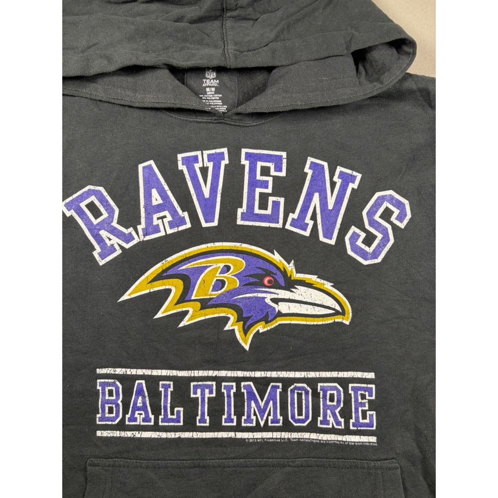 Baltimore Ravens NFL Team Apparel Hoodie Mens Medium Black Pullover Sweatshirt - Picture 3 of 7